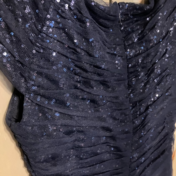 Lauren Ralph   Sheath Dress Blue Sequin Body Con Ruched Formal Party Size 14 New - Picture 10 of 10